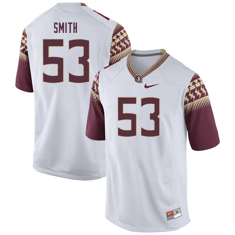 Men #53 Maurice Smith Florida State Seminoles College Football Jerseys Sale-White - Click Image to Close